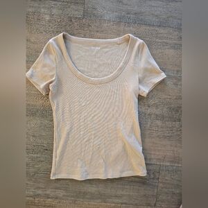 Women's Cream Ribbed Top